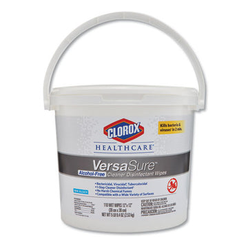 Clorox® Healthcare® Versasure Cleaner Disinfectant Wipes, 1-ply, 12" X 12", White, 110 Towels-bucket freeshipping - TVN Wholesale